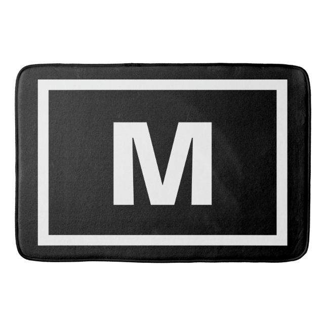 Tapete De Banheiro Letra branca simples preta moderna do quadro & do (Frente)