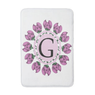 Tapete De Banheiro Letra maiúscula G monograma floral