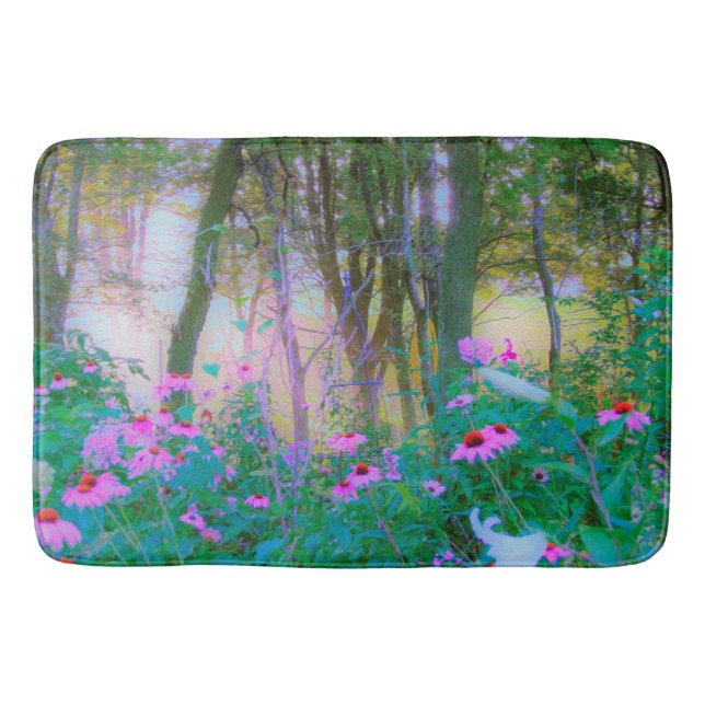 Tapete De Banheiro Levantamento do Sol Brilhante com Confluentes Rosa (Frente)