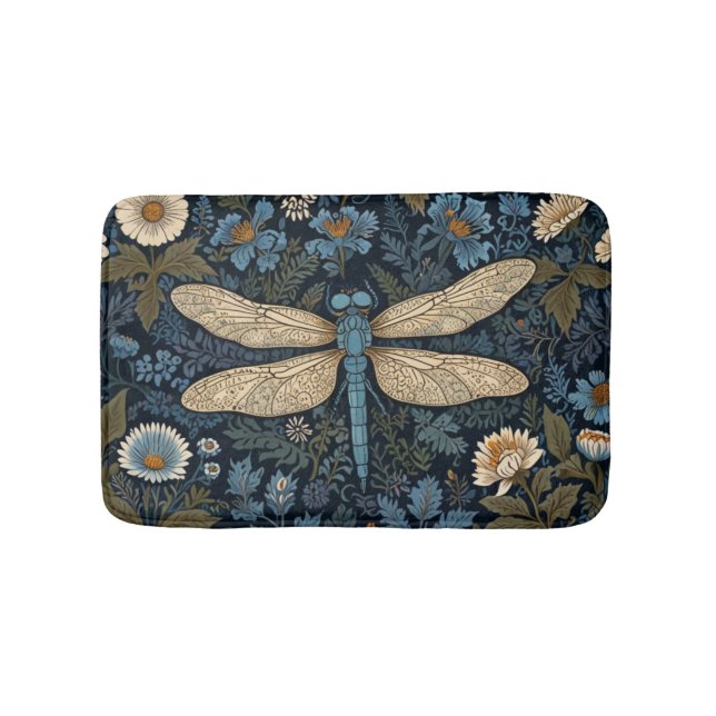 Tapete De Banheiro Libélula azul vintage (frente)