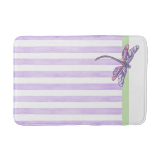 Tapete De Banheiro Libélula e Listras Violeta