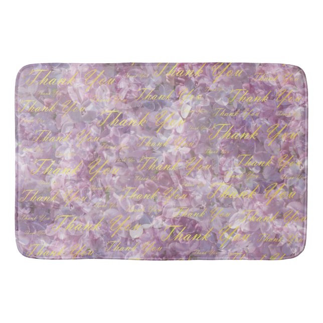 Tapete De Banheiro lilás, ouro, prata, obrigado + você, flores, flora (Frente)