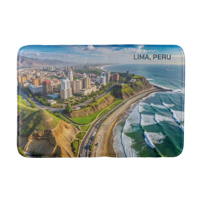 Tapete De Banheiro Lima de texto personalizado, Peru (Frente)