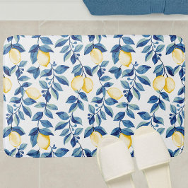 Tapete De Banheiro Limão Aquarela Azul