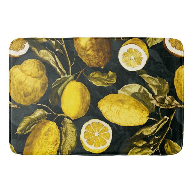 Tapete De Banheiro Limão e Folha Padrão V (Frente)
