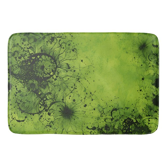 Tapete De Banheiro Lime Green Grunge with Black Accents (Frente)