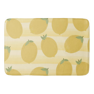 Tapete De Banheiro Limões Amarelos Frutas De Verão Aquarela Divertida