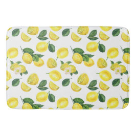 Tapete De Banheiro Limões Amarelos Padrão de Fruta de Aquarela