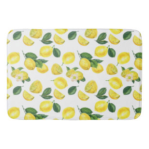 Tapete De Banheiro Limões Amarelos Padrão de Fruta de Aquarela