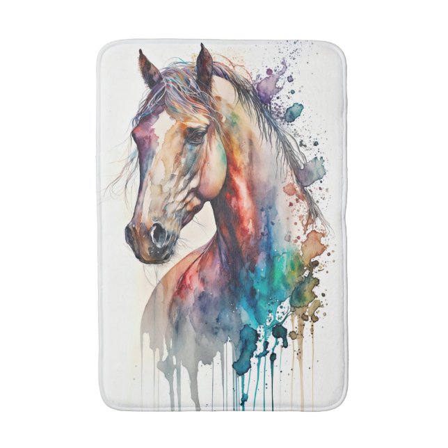 Tapete De Banheiro Linda Aquarela Horse Bath Mat (Frente Vertical)