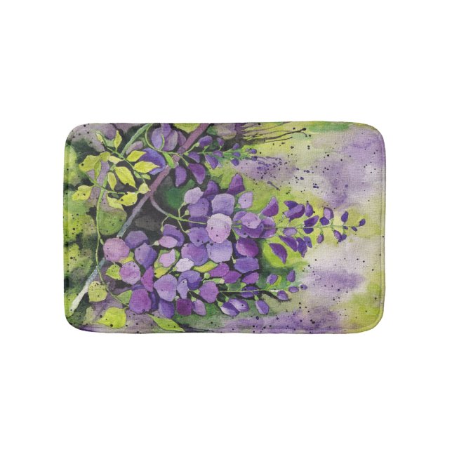 Tapete De Banheiro Lindas Flores De Wisteria Em Aquarela (frente)