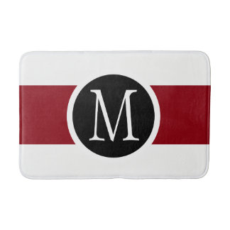 Tapete De Banheiro Linha preta, branca & vermelha à moda elegante