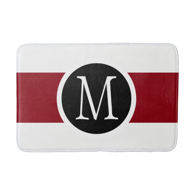 Tapete De Banheiro Linha preta, branca & vermelha à moda elegante (Frente)