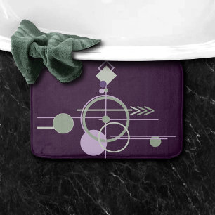 Tapete De Banheiro Linhagem de tatuagens Abstrato verde roxo boêmic