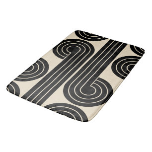 Tapete De Banheiro Linhas Abstrato Retro Pretas