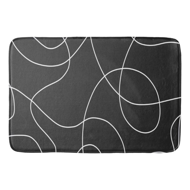 Tapete De Banheiro Linhas brancas em preto (Frente)