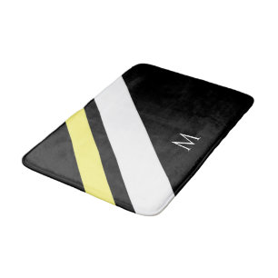 Tapete De Banheiro Linhas diagonais iniciais personalizadas em preto