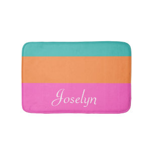 Tapete De Banheiro Linhas Horizontais Cor-de-Rosa, Laranja e Azul com