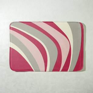 Tapete De Banheiro Linhas Onduladas Funky Retro Magenta Rosa Cinza