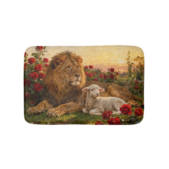 Tapete De Banheiro Lion & Lamb in the Roses (frente)