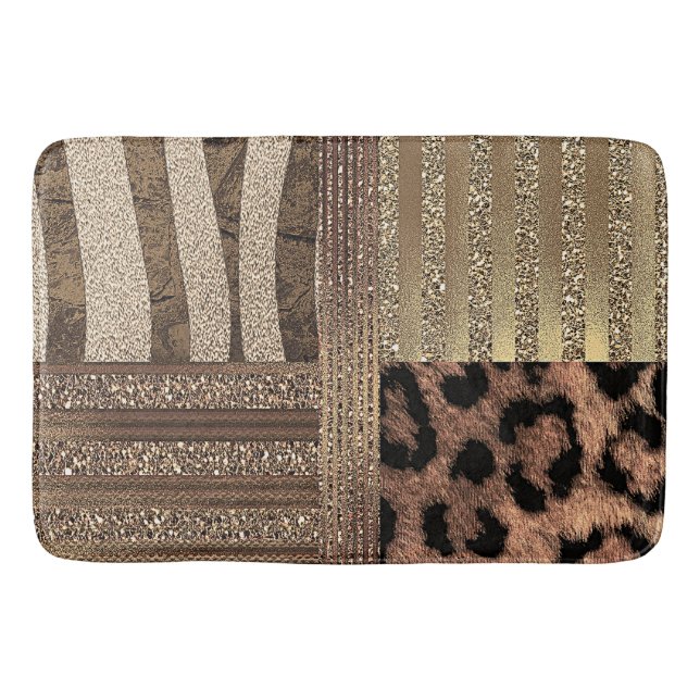 Tapete De Banheiro Lioness Safari Chic Jungle Moderno Dourado Sparkle (Frente)
