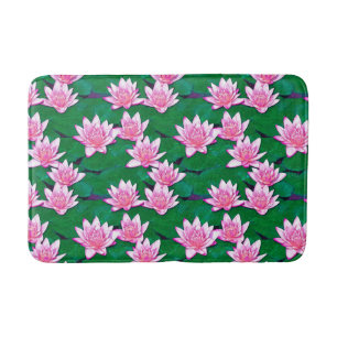 Tapete De Banheiro Lírios de água cor-de-rosa em um lodo
