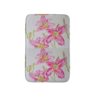 Tapete De Banheiro Lírios Rosa Pintura em Aquarela Floral