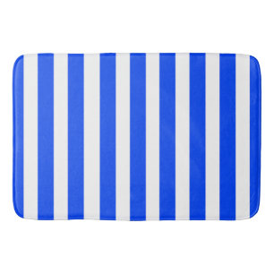 Tapete De Banheiro Listra Vertical Marinheiro Padrão Azul e Branco