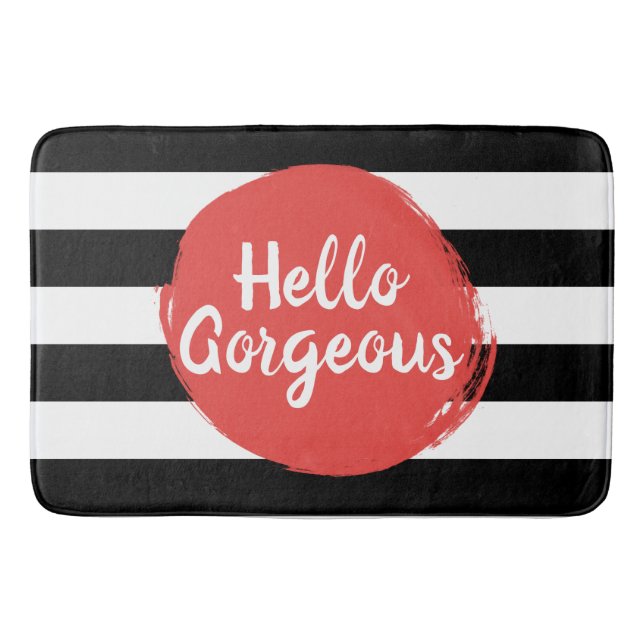 Tapete De Banheiro Listrado preto e branco lindo vermelho da pintura (Frente)