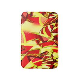 Tapete De Banheiro Listras amarelas na imagem vermelha, distorcida