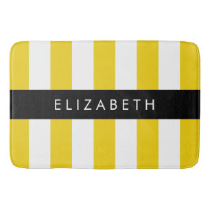 Tapete De Banheiro Listras Amarelas, Padrão Striped, Linhas, Seu Nome