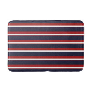 Tapete De Banheiro Listras Azul Marinho Branco Vermelho Listra Náutic