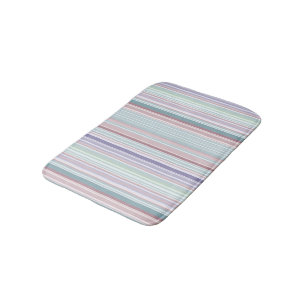 Tapete De Banheiro Listras de Aqua, Rosa e Lavanda