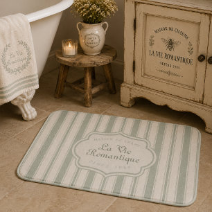 Tapete De Banheiro Listras de Campo Francês Sage Silenciadas   Rustic