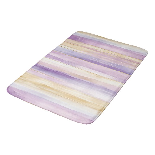 Tapete De Banheiro Listras de Íris Creme Roxo   (Angulado)