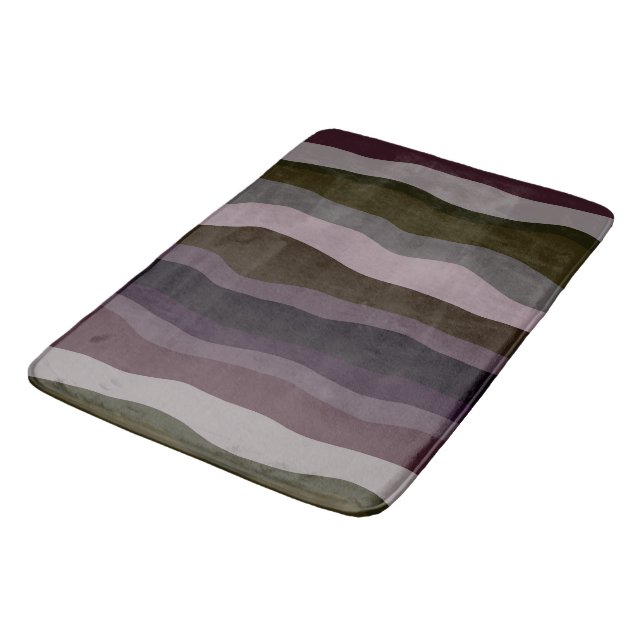 Tapete De Banheiro Listras de Oliva e Roxo (Angulado)