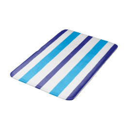 Tapete De Banheiro Listras de Verão Azul Branco