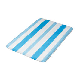 Tapete De Banheiro Listras de Verão Brancas Azul Pastel