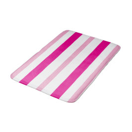 Tapete De Banheiro Listras de Verão Rosa Branco