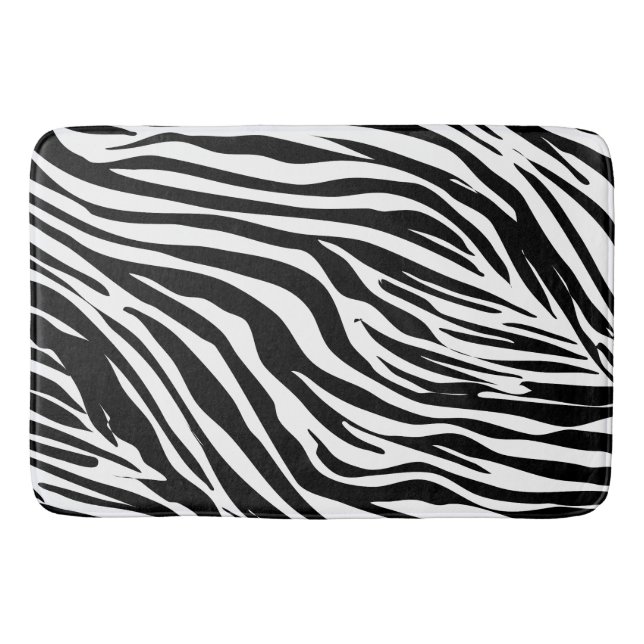 Tapete De Banheiro Listras de zebra pretas e brancas (Frente)