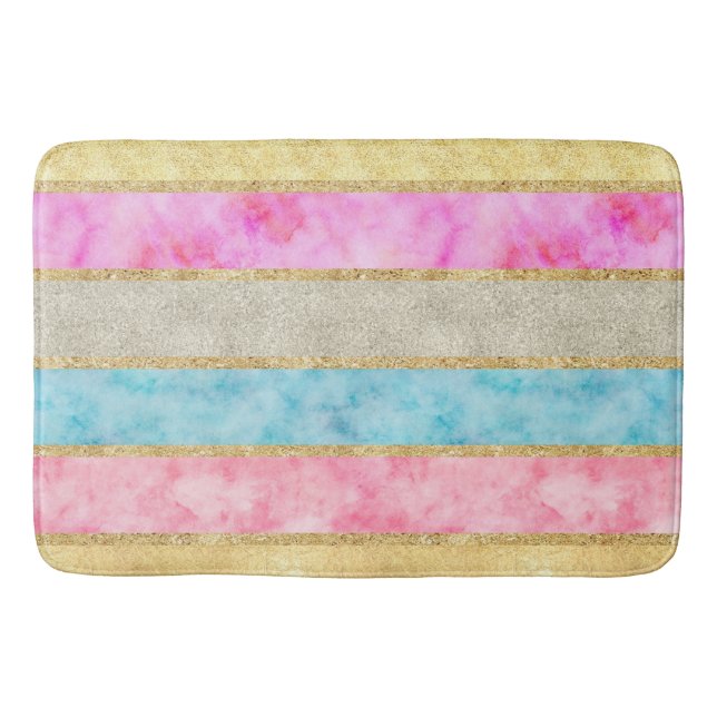 Tapete De Banheiro Listras Dourados da aguarela do Glitz (Frente)