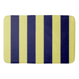 Tapete De Banheiro Listras em Azul Marinho e Amarelo