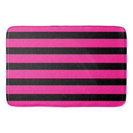 Tapete De Banheiro Listras Pretas e Rosa Vibrante Moda