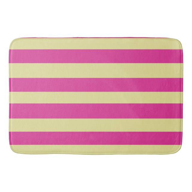 Tapete De Banheiro Listras Rosa e Amarelo (Frente)