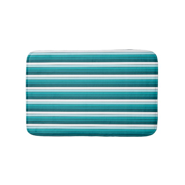 Tapete De Banheiro Listras Verde Azul Turquesa Branco (frente)