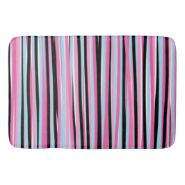 Tapete De Banheiro Listras Verticais Rosa e Preta