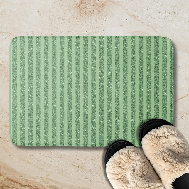 Tapete De Banheiro Listras Verticais Simples com Brilho em Verde Flor (Criador carregado)