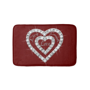 Tapete De Banheiro Live Laugh Love Diamond Hearts Bath Mat