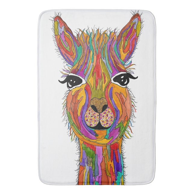 Tapete De Banheiro Llama Bath Mat, bonito e colorido (Frente Vertical)