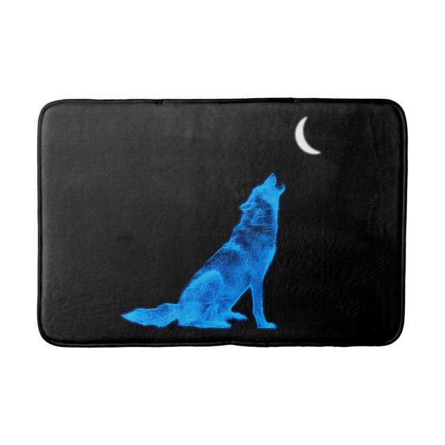 Tapete De Banheiro Lobo azul que urra na lua (Frente)